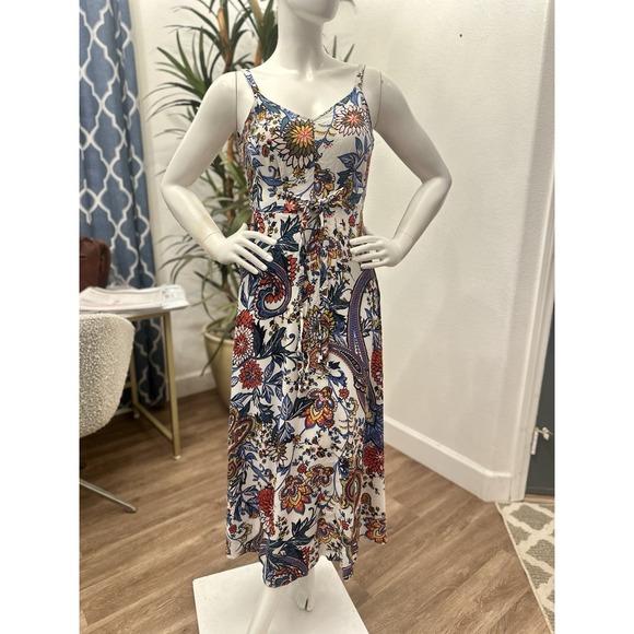 MSK Dresses & Skirts - Macy's MSK Sleeveless Maxi Dress Women Size S‎ 4/6 Paisley Flowy Boho Tie Front